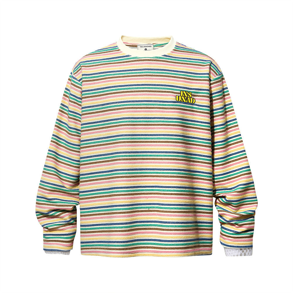 Camiseta Manga Larga Hombre – Rayas Vintage Cuello Redondo