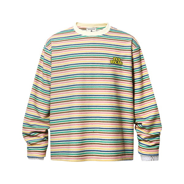 Camiseta Manga Larga Hombre – Rayas Vintage Cuello Redondo