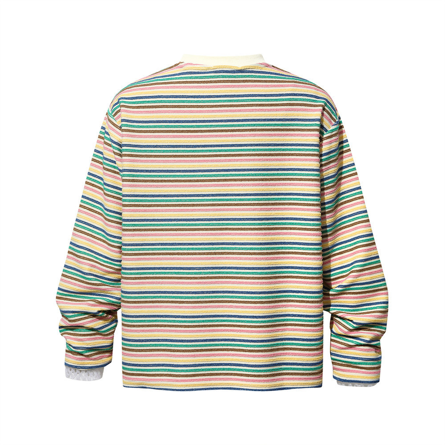 Camiseta Manga Larga Hombre – Rayas Vintage Cuello Redondo