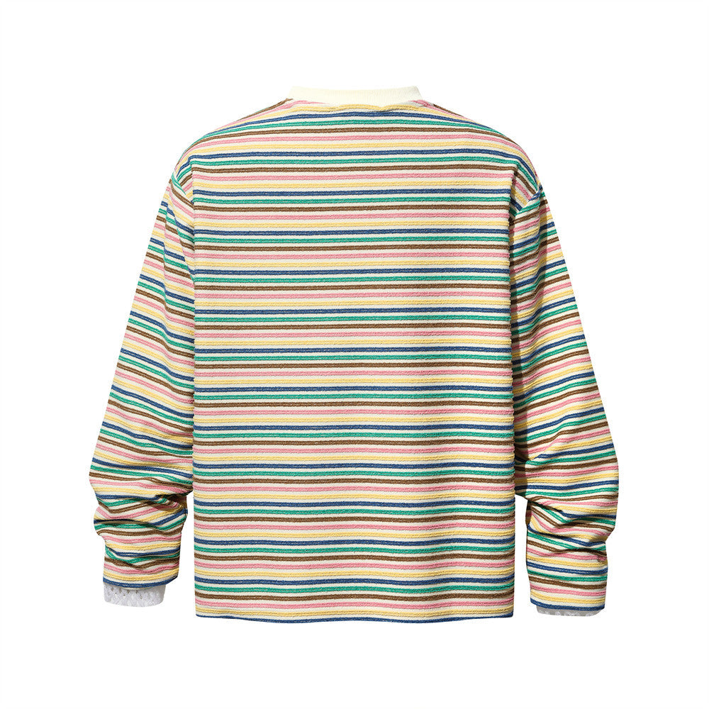 Camiseta Manga Larga Hombre – Rayas Vintage Cuello Redondo
