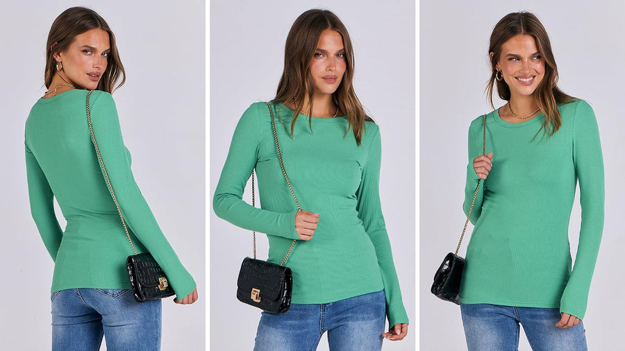 Camiseta Manga Larga Canalé Mujer – Ajustada y Suave