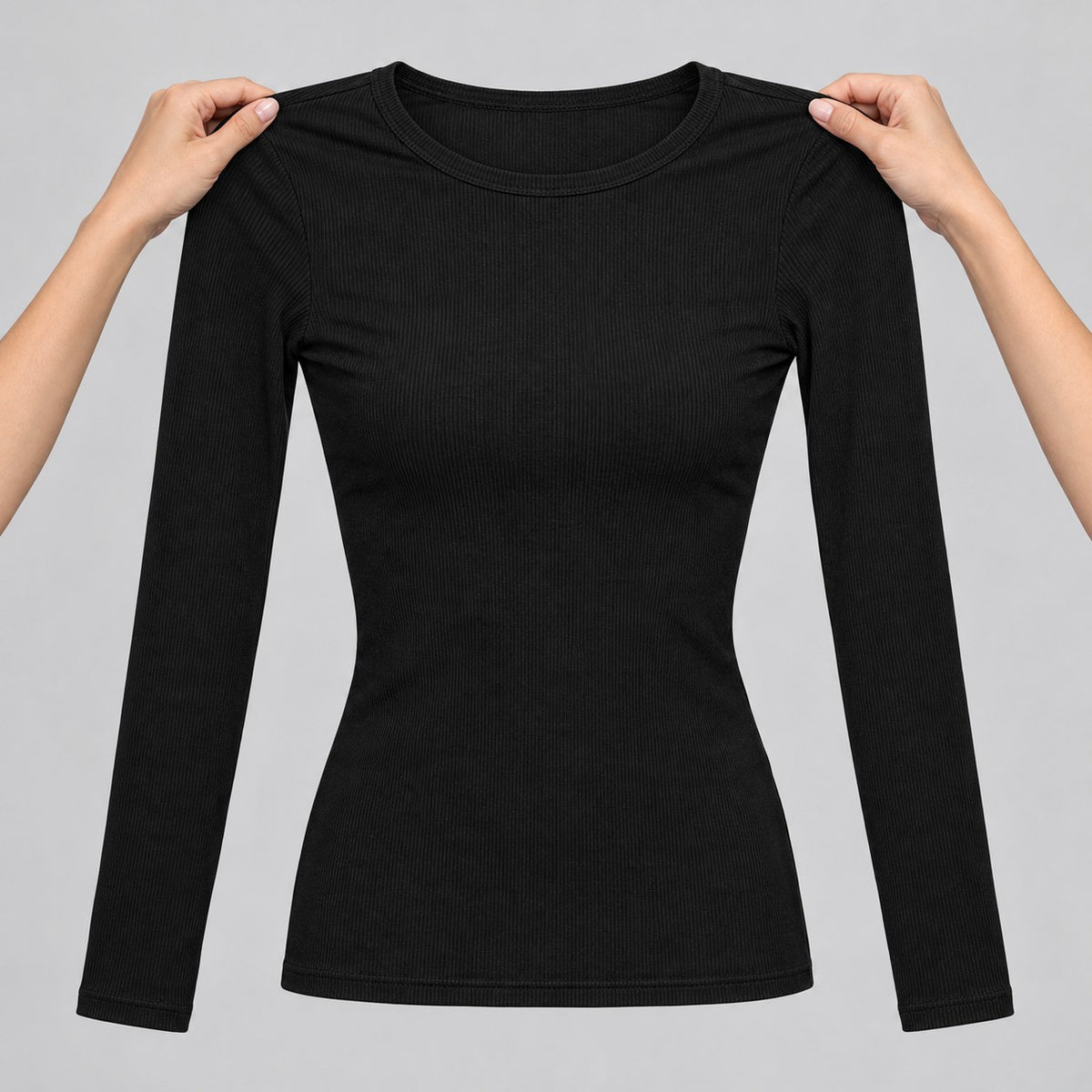 Camiseta Manga Larga Canalé Mujer – Ajustada y Suave
