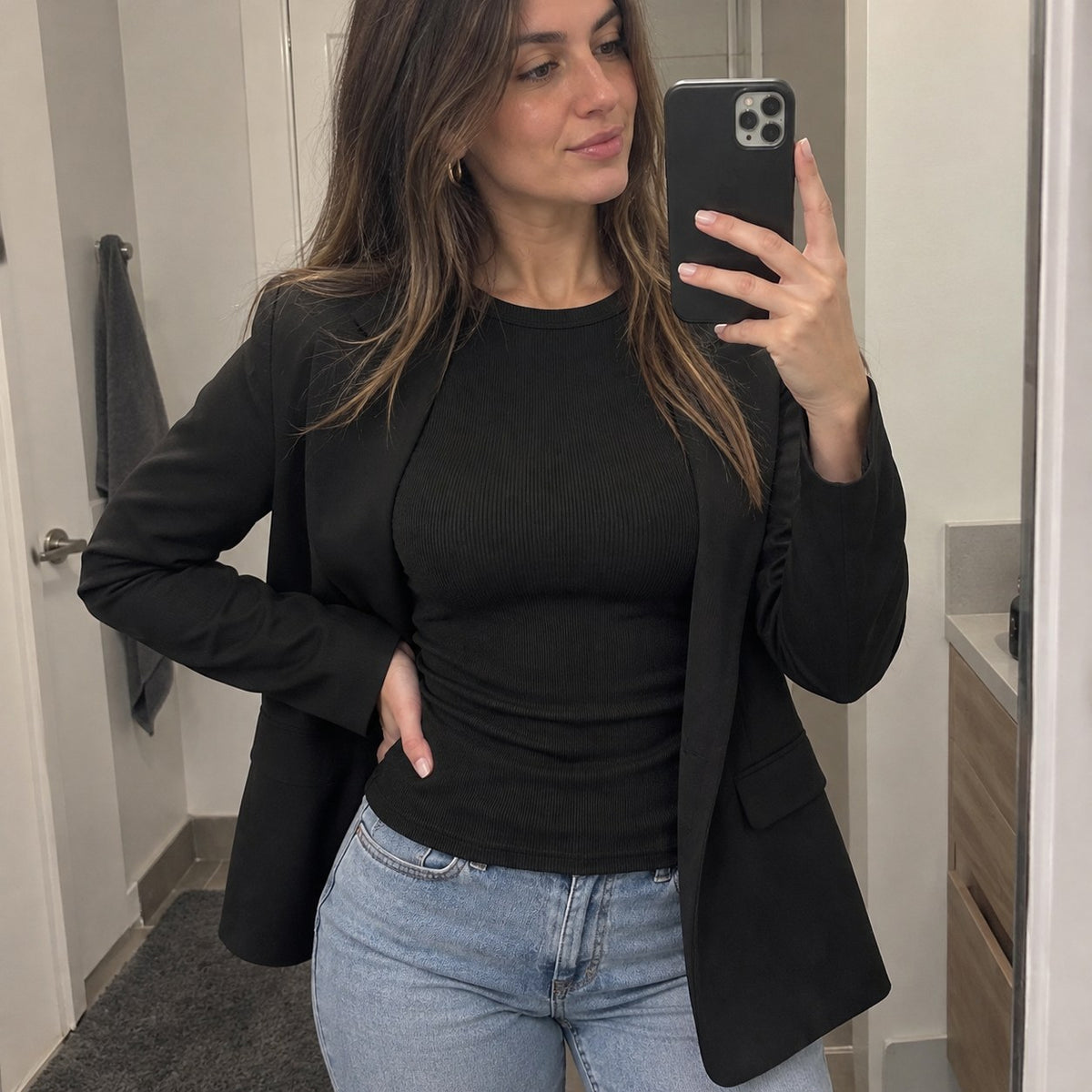 Camiseta Manga Larga Canalé Mujer – Ajustada y Suave